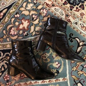 Patent leather booties